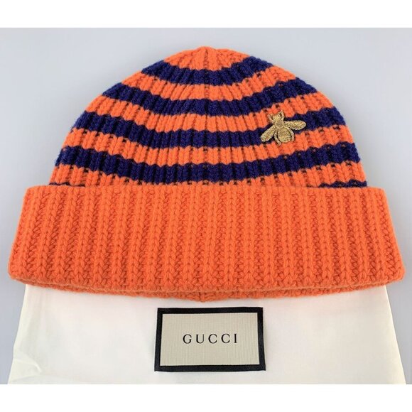NWT Gucci Striped Beanie Wool Hat In Orange Size M - Picture 12 of 12